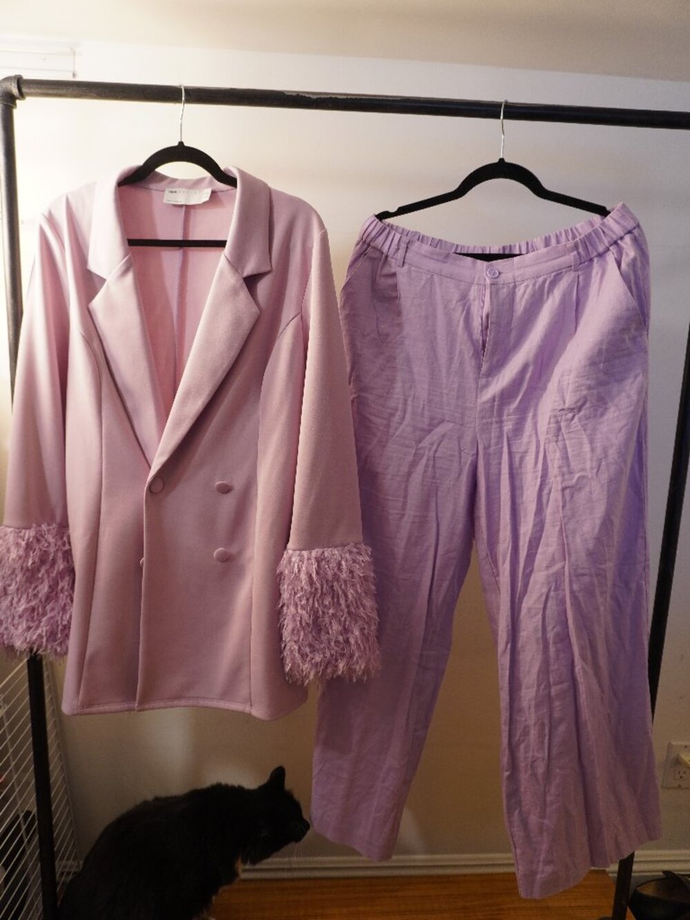 Lavender Statement Suiting Set | ASOS Feather Cuff Blazer + Open Edit Pants | 14